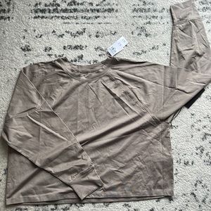 Abercrombie YPB Long-Sleeve Easy Tee beige, large